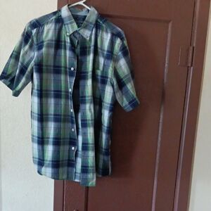 Chaps Blue and Green Casual Button Down Shirt